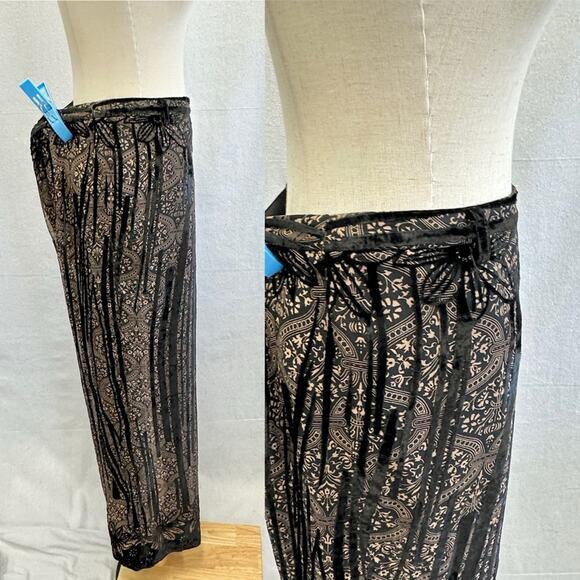 Topshop sheer pants with built in shorts velvet stripe detail size 12 goth - Picture 3 of 15